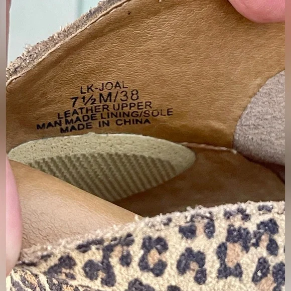 Lucky Brand Joal Leopard Print Leather Stacked Chunky Heel Peep Toe Shooties 7.5 - Picture 5 of 13